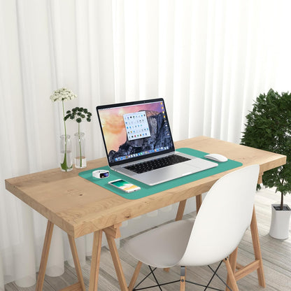 Hsurbtra Desk Pad, 23.6" x 13.8" PU Leather Desk Mat, M Extended Mouse Pad, Waterproof Desktop Blotter Protector, Non-Slip Ultra Thin Small Laptop Keyboard Writing Mat for Office Home, Pink