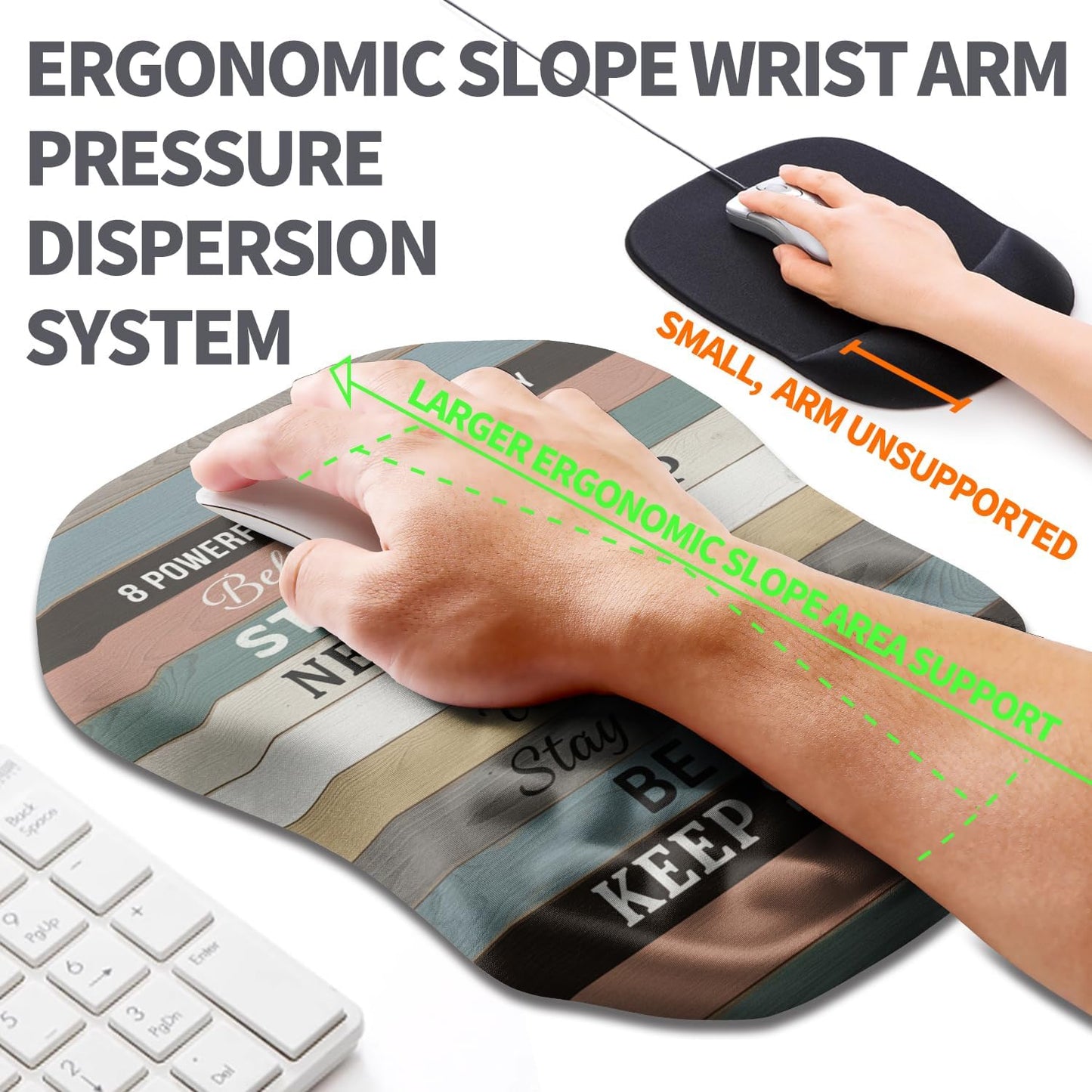 Ergonomic Slope Mouse Pad Wrist Support, Wrist Rest Mousepad for Carpal Tunnel Pain Relief with Massage Bulge and Slow Rebound Memory Foam (12x8 inch, Black)