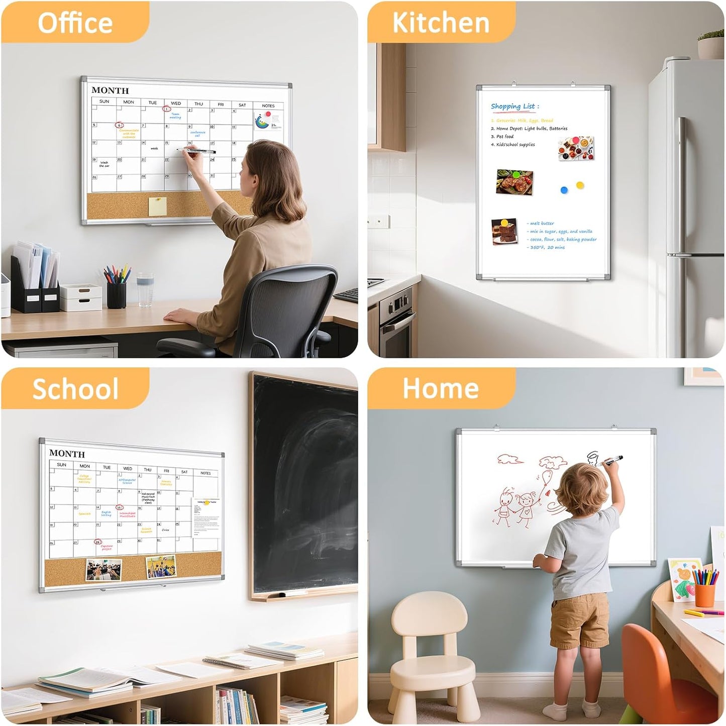 Weekly Calendar Dry Erase Whiteboard for Wall, 24"x18" Magnetic Weekly Planner White Board, Double Sided Hanging Daily Planning Board for Home, Office, School, Kitchen