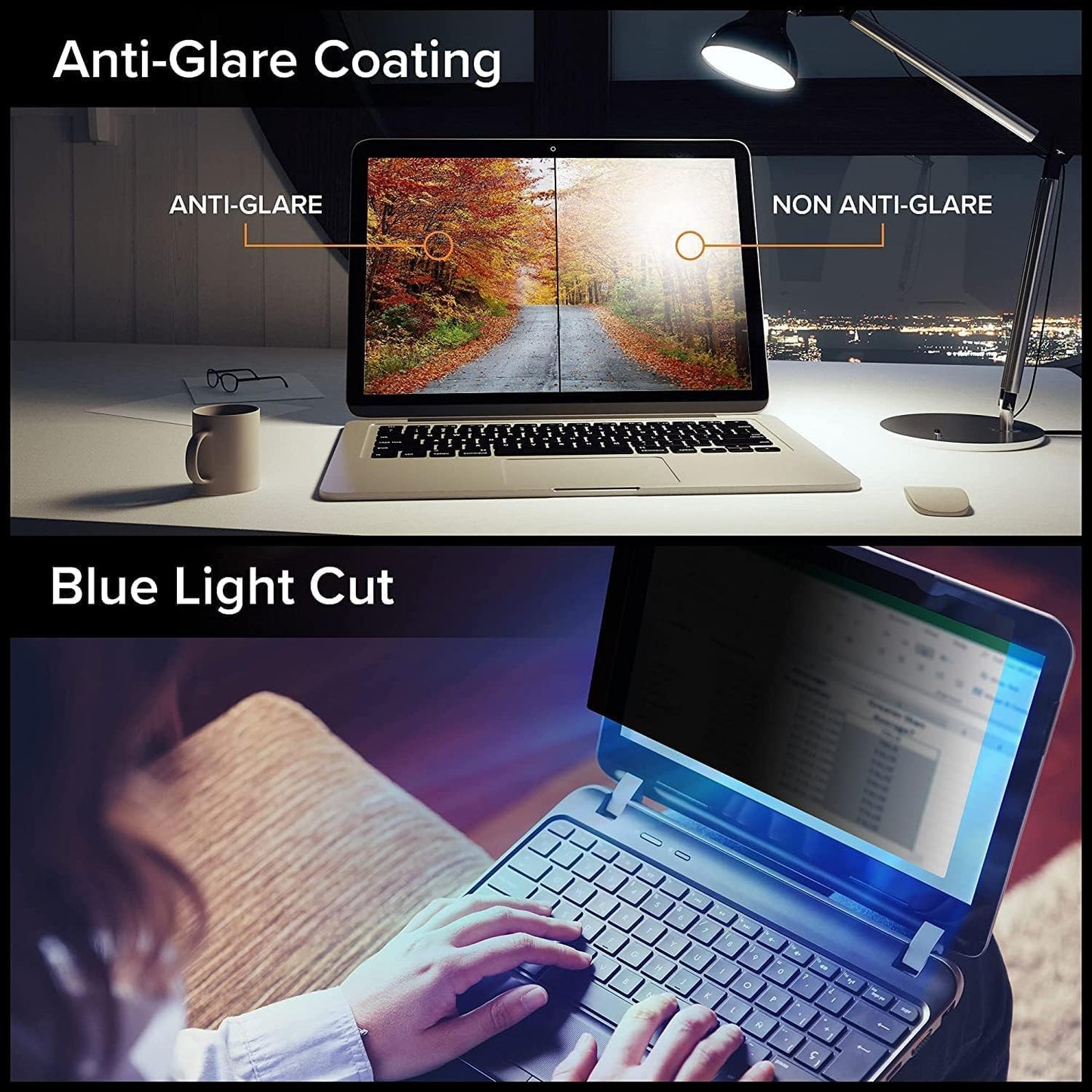 PYS Laptop Privacy Screen 14 Inch 16:10 for Lenovo HP Dell - Removable Laptop Computer Screen Privacy Shield - Anti Glare & Blue Light Laptop Screen Filters for Eye Protection
