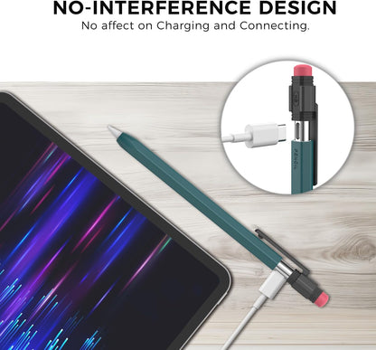 TRONWIN Apple Pencil USB C Case,Silicone Sleeve Protective Cover Perfect Grip Skin Classic Design with Sturdy Clip Compatible with Apple Pencil USB-c for ipad pro (Deep Grey)