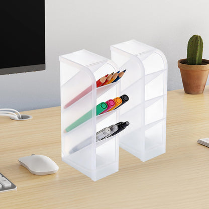 Angled Pen Holder Desk Organizer, 4 Grids Vertical Marker Organizer Pen Display Holder for Desk Stationery Pencil Storage