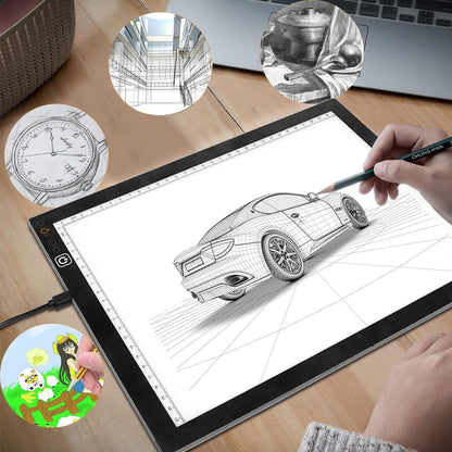 AIAURORA A4 LED Copy Board Light Tracing Drawing Board, Ultra-Thin Adjustable USB Power Art Craft LED Trace Light Pad for Tattoo Drawing, Diamond Painting, Streaming, Animation, Stenciling (A4)