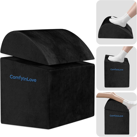 Foot Rest for Under Desk at Work - Non-Slip Foot Stool with 3 Adjustable Heights, Ergonomic Under Desk Footrest with Washable Cover for Leg Elevation, Desk, Home, Office, Car (Dark Grey)