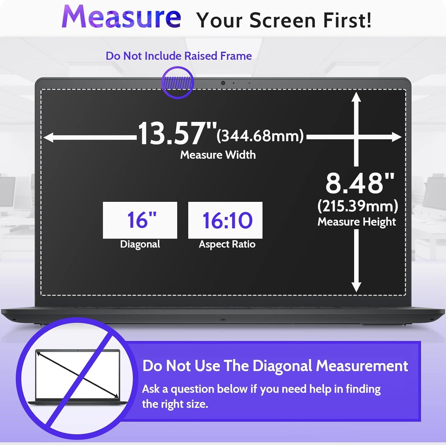 Peslv 15.6 Inch Laptop Privacy Screen Compatible With Lenovo Hp Dell Acer Asus Thinkpad Envy Xps, 16:9 Aspect Removable Anti Glare Blue Light Filter Protector, 15 In Computer Monitor Security Shield