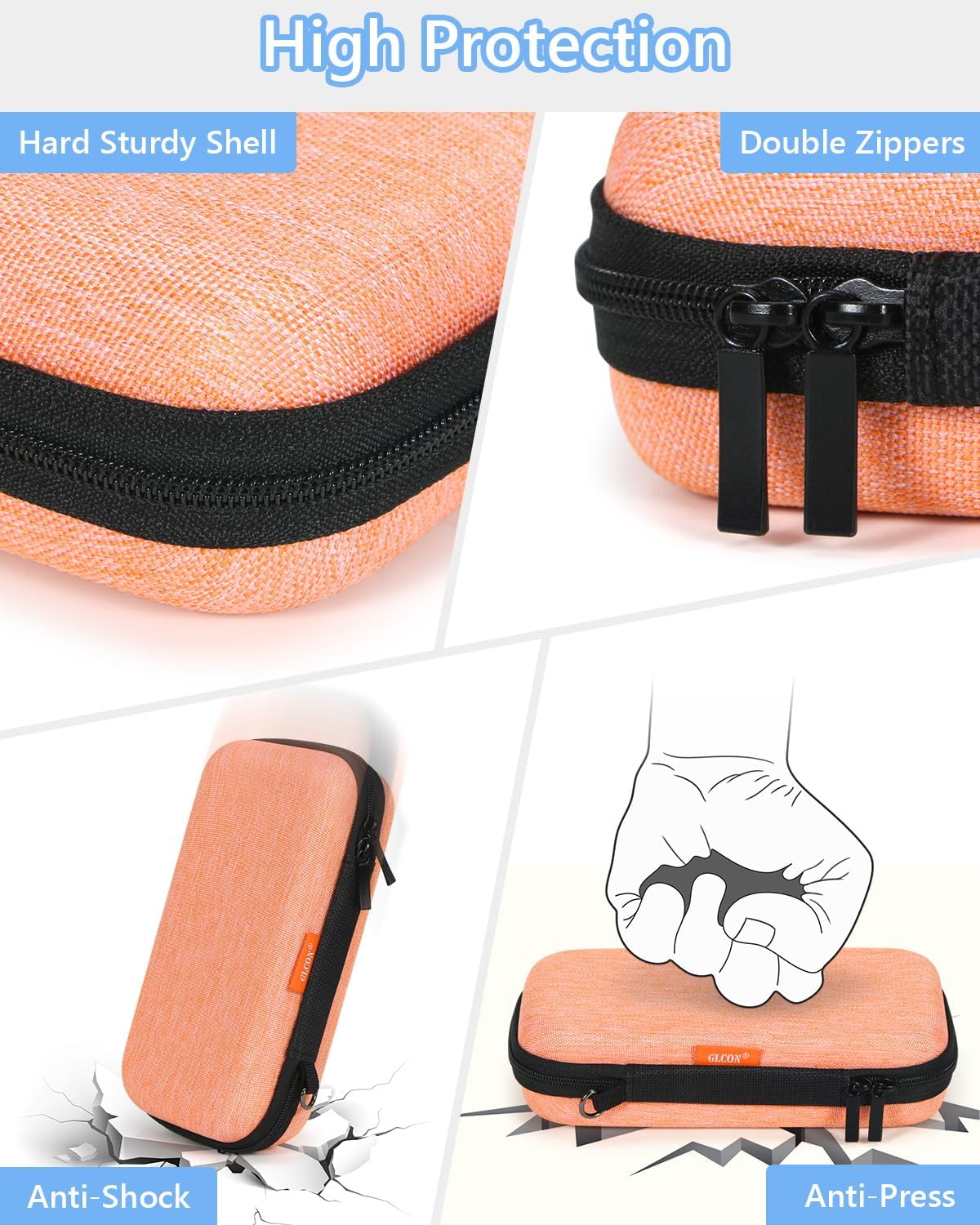 Portable Protection Hard EVA Case for External Battery, Cell Phone, GPS, Hard Drive, USB/Charging Cable, Small Carrying Bag Mesh Inner Pocket, Zipper Enclosure, Universal Travel Pouch Bag