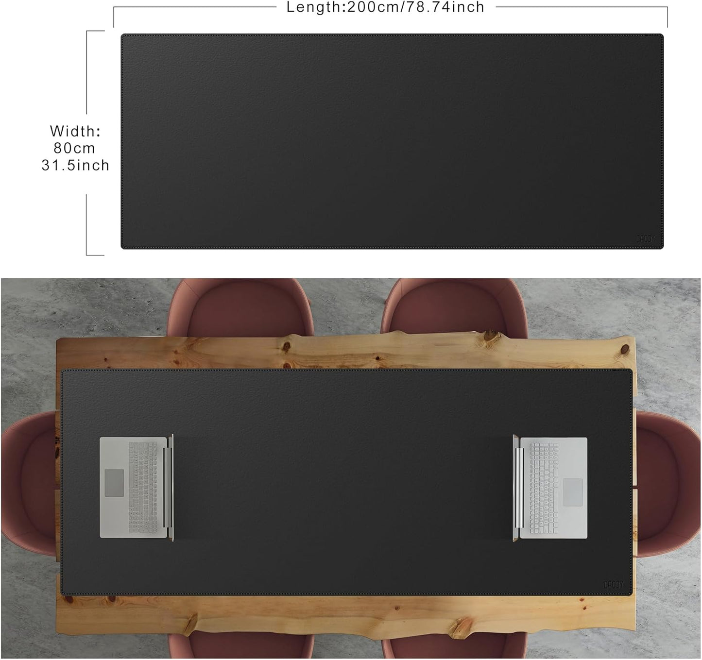 Cacoy 36" x 20" Leather Desk Mat for Home Office, Extra Large PU Leather Desk Pad Blotters, Waterproof Computer Keyboard Mat, Extended Gaming Mouse Pad, Desk Protector for Desktop and PC Laptop, Black