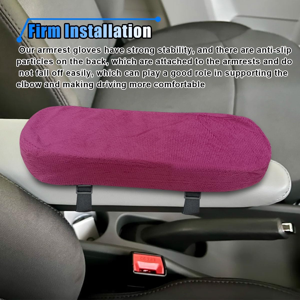 BDZMC 2PCS Car Seat Armrest Covers, Soft & Comfortable Office Chair Arm Pad, Anti-Scratch Car Armrest Cushion, Universal Car Armrest Pillow Protector Cover for Most Cars (Grey)