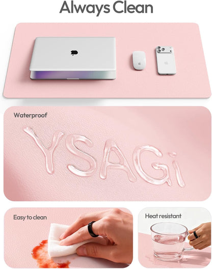 YSAGi Leather Office Desk Pad Protector, Large Mouse Pad, Non-Slip, PU Leather, Laptop Desk Blotter, Waterproof Writing Pad for Office and Home, Black, 23.6" x 13.8" - Colors B