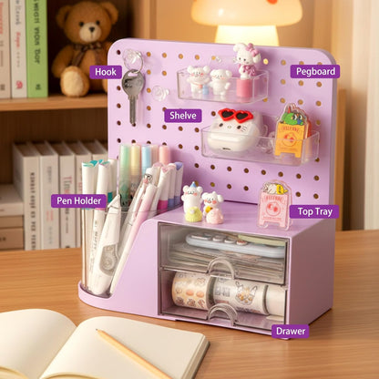 Comix 360° Rotating Pen Holder for Desk, Cute Pencil Holder Pen Organizer, Green Acrylic Pencil Cup Caddy with 5 Slots for Home School Office Supplies