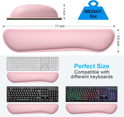 Dapesuom Enlarge Keyboard Wrist Rest, Memory Foam Keyboard Wrist Cushion for Computer Desk Mats Support, Pain Relief Ergonomic Mouse Pad Rests with Non-Slip Base for Gaming, Laptop, Radiant Orchid