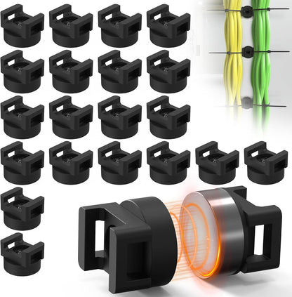Magnetic Zip Tie Mount, 25LBS Strong Magnetic Wire Holder, Multipurpose Magnet Zip Tie Mount, Waterproof Magnet Cable Tie Holders for Home Office Marine Automotive Electrical Wiring Management