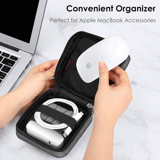 FINPAC Hard Case for MacBook Charger, Small Electronic Organizer Bag for MacBook Power Adapter, Portable Pouch Travel Storage for Laptop Accessories, Magic Mouse, USB Drives, GoPro, Gadgets - Black