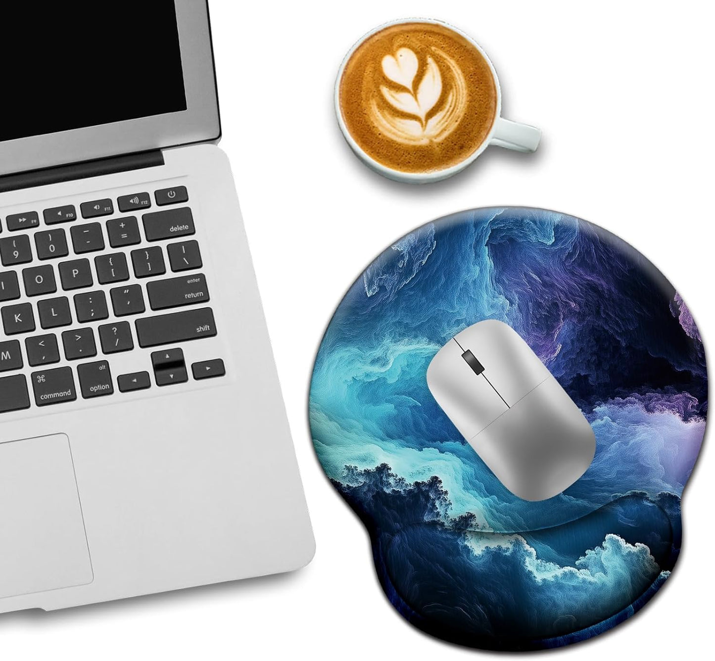 LIMKRIAN Cat Ergonomic Mouse Pad with Wrist Rest, Gaming Mouse Pad with Wrist Support, Funny Mouse Pads for Desk, Computer Mousepad with Non-Slip Pain Relief PU Base, Cute Office Desk Accessories