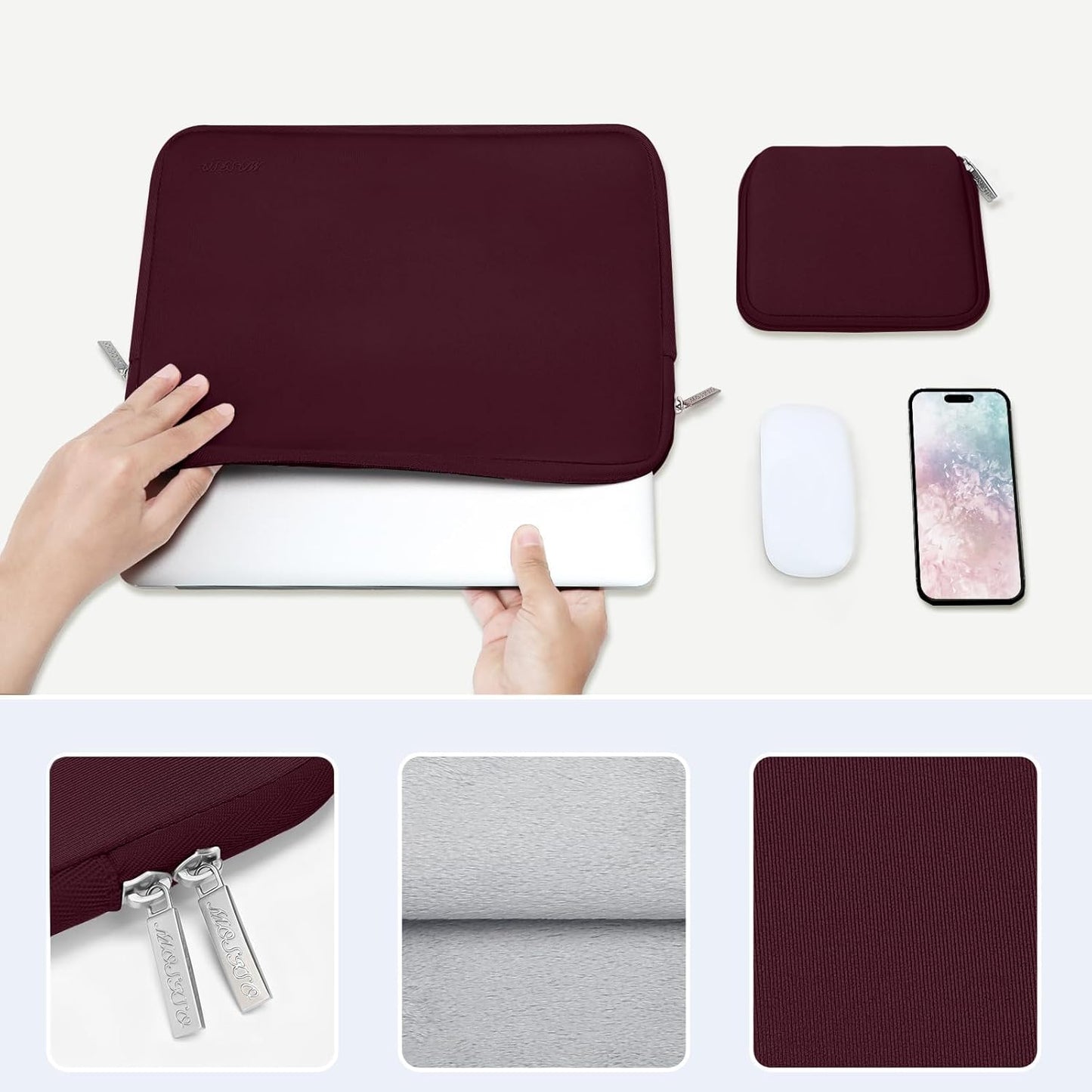 MOSISO Laptop Case 13.3 inch, 13-13.3 inch Laptop Sleeve Bag Compatible with MacBook Air/Pro 13/Pro 14 M5 M4 M3 M2 M1, HP Dell ASUS Lenovo, Neoprene Computer Sleeve Bag with Small Case, Baby Pink - Colors A