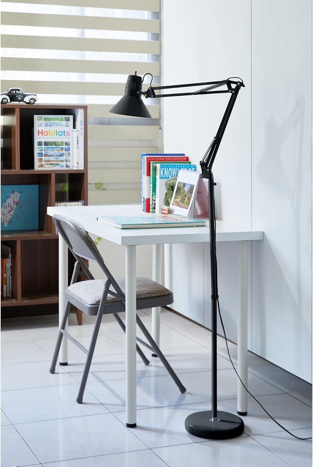 Bostitch Office VLF100 LED Swing Arm Desk Lamp with Clamp Mount, 36" Reach, Includes LED Bulb,Black