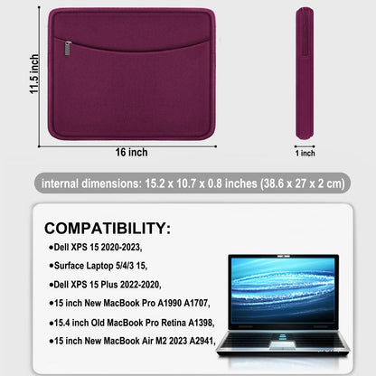 Laptop Sleeve Case 14 inch, Shockproof Protective Laptop Cover Briefcase Carrying Computer Bag with Accessory Pocket Portable Computer Sleeve for 14" MacBook, HP, Dell, Lenovo, Acer, Black