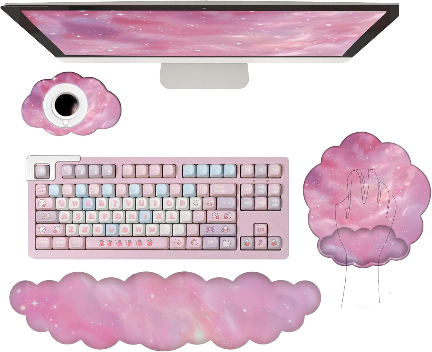 Cloud Keyboard Wrist Rest Dark Green Mouse Pad with Wrist Rest Ergonomic Wrist Pad Memory Foam Non-Slip Wrist Support for Computer Laptop Gaming Home Office Relief Typing Pain Green
