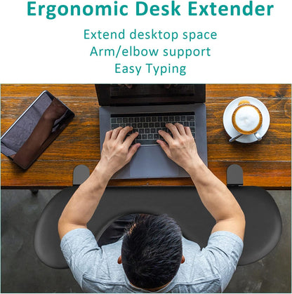 eulps Foldable Arm Rest for Desk, Clamp-On Desk Arm Support Pad with Soft PU Leather Cushion, Ergonomic Wrist & Forearm Rest for Computer Typing, Mouse Use, Gaming, Home Office
