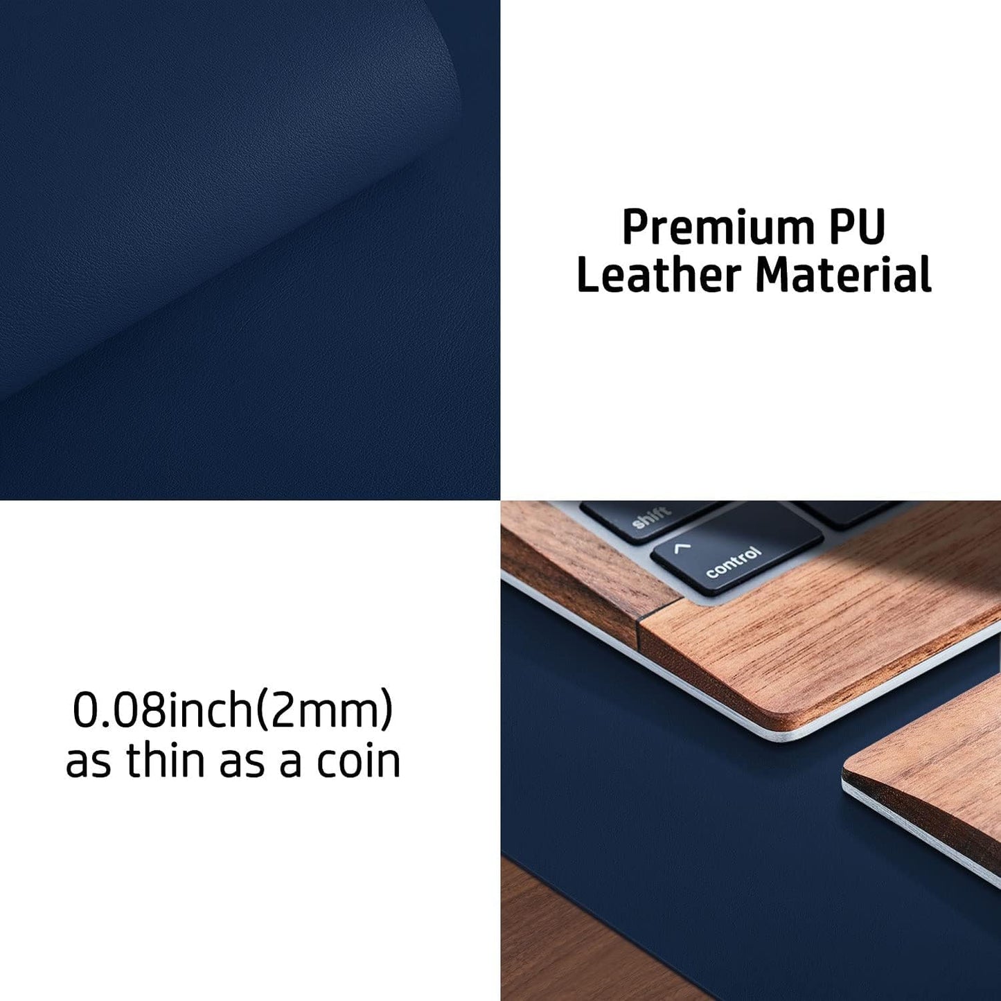 Aothia Leather Desk Pad Protector, Mouse Pad, Office Desk Mat, Non-Slip PU Leather Desk Blotter, Laptop Desk Pad, Waterproof Desk Writing Pad for Office and Home (Brown,23.6" x 13.7") - Colors B