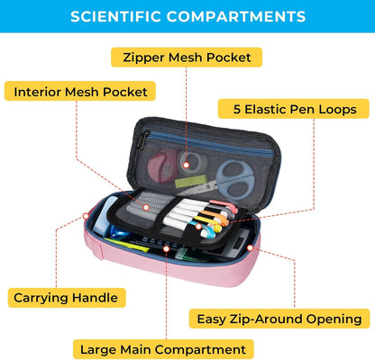 ECHSRT Big Pencil Case, Aesthetic Portable Zipper Pencil Bag with Hidden Pocket, Special Pouch for Men Women Adults, Stationery Organizer Pen Cases for Office Travel,Black