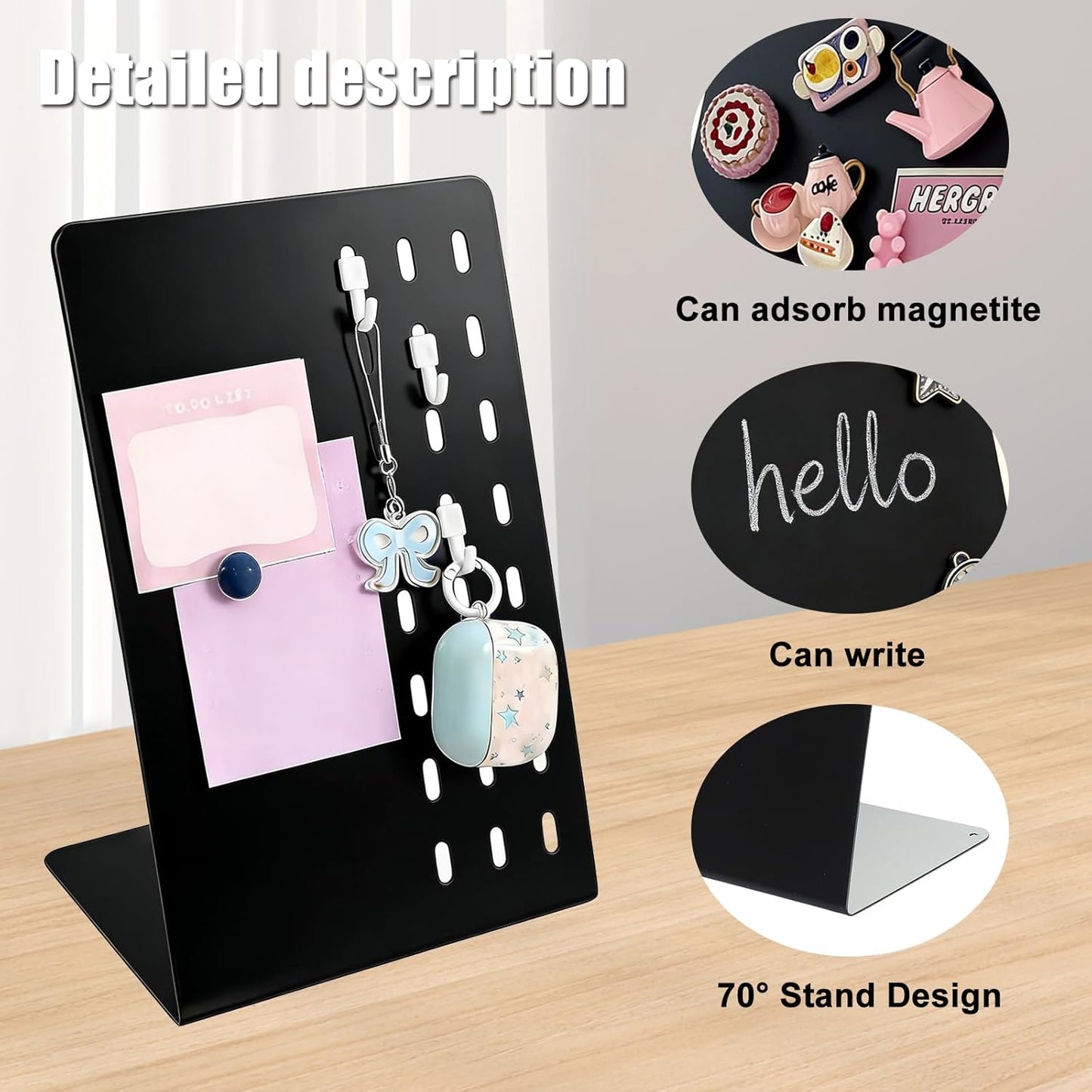 FLWAL Magnetic Bulletin Board, 13*9 Inch Magnetic Metal Desktop Memo Display Bard with Bracket, Suitable for Back to School Menu Table, Home Kitchen, School and Office Supplies (white, Large,2 Pack)