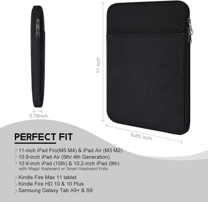 9-11 inch Tablet Sleeve Case for Fire Max 11 Tablet/Kindle Fire HD 10 Plus 10.1", iPad Pro M5 M4 /A16 11-in, iPad Air M2 M3 M4, 10.2 10.5 10.9 iPad Air, Galaxy Tab A9+ Plus, Fit Magic Keyboard -Purple