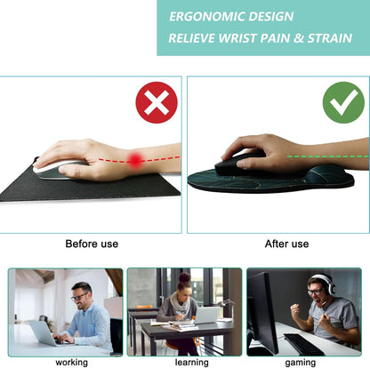 Mouse Pad with Wrist Support, Ergonomic Mouse Pad with Memory Foam Wrist Rest Cushion, Non-Slip Rubber Base Gaming Mice Pad for Home Office Computer Laptop, Flowers Grass