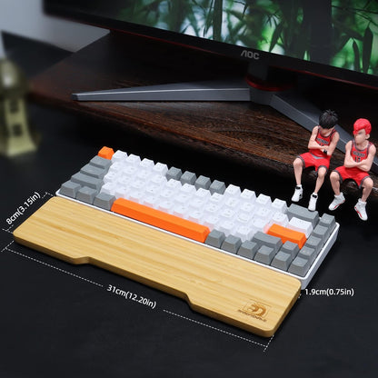 Bamboo Keyboard Wrist Rest for Computer Keyboard, Ergonomic Mechanical Keyboard Wrist Rest, Hard Wrist Rest for Pain Relief, Anti-Slip Keyboard Rest Pad for Laptop/PC Gaming/Mac (68-Key)