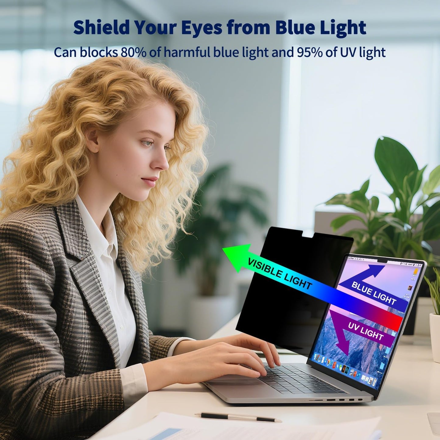 Magnetic Laptop Privacy Screen 14 Inch 16:10, Removable Matte Anti Glare Blue Light Filter - Computer Privacy Shield Not for 14" 16:9 Laptop