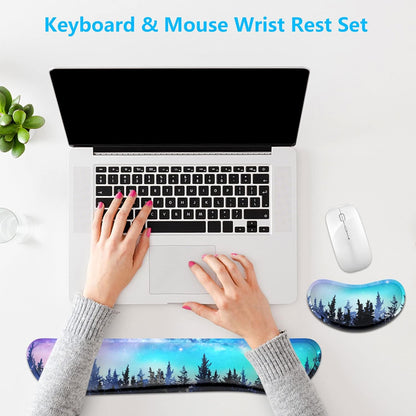 Dapesuom Enlarge Keyboard Wrist Rest, Memory Foam Wrist Cushion for Desk Mat Support, Cute Pain Relief Keyboard Mouse Pad Rests Set with Non-Slip Base for Gaming Laptop Office Computer, Elegant Flower