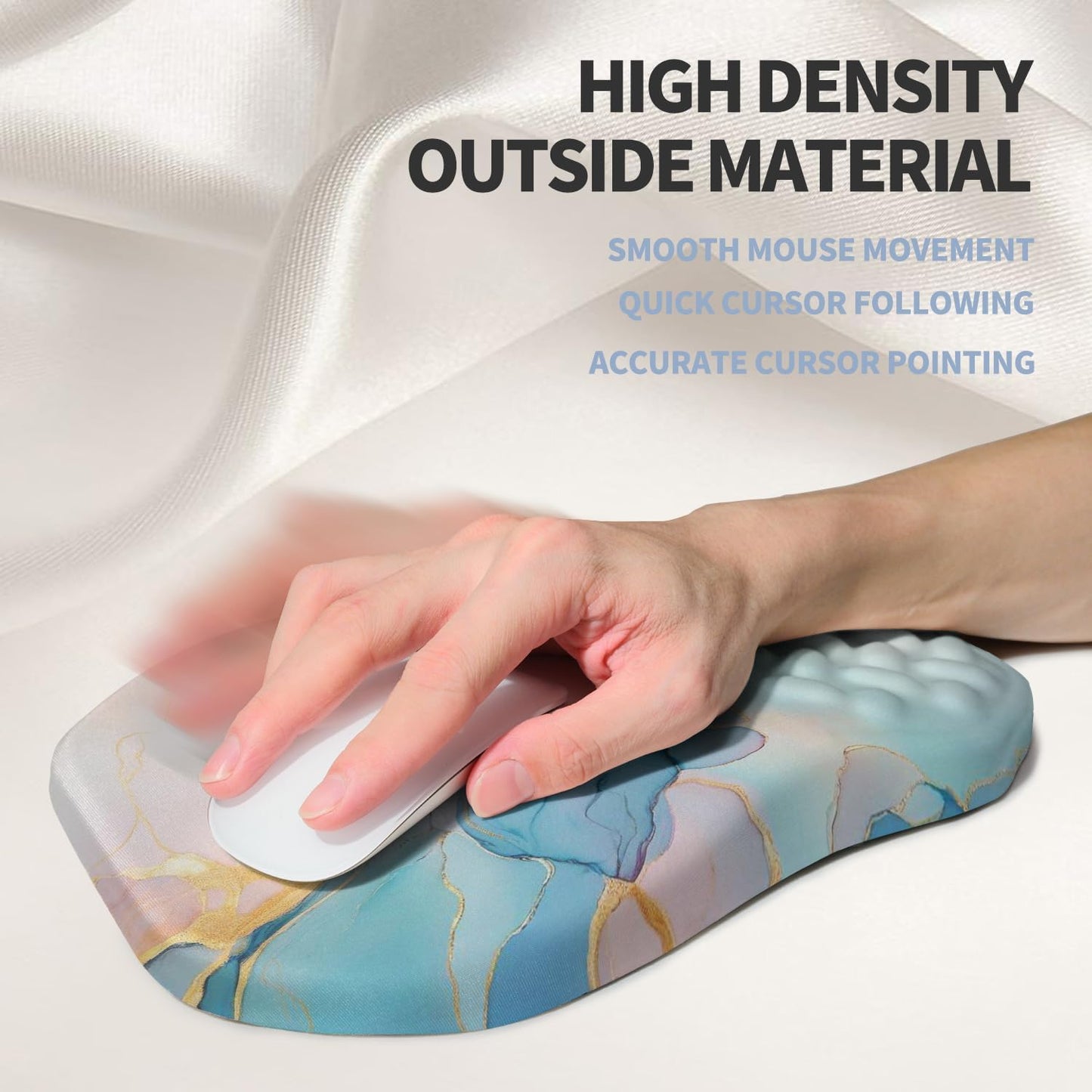 Ergonomic Raised Mouse Pad Wrist Support with Bilateral Slope Memory Foam Mousepad for Wrist Rest and Carpal Tunnel Pain Relief 11.8x7.9〃 Black