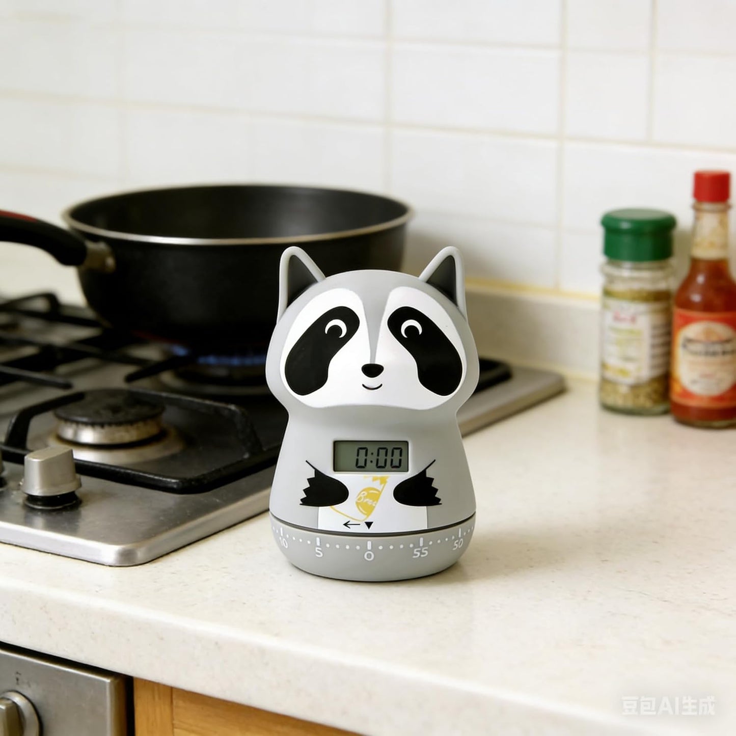Mechanical Kitchen Timer - 60 Minutes - Cute Raccoon Mechanical Timer, Suitable for Kitchen, Children, Classroom, Home Study, and Cute Decoration
