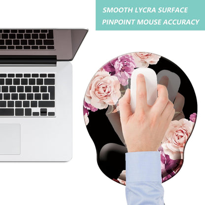 Mouse Pad with Wrist Support, Ergonomic Mouse Pad with Memory Foam Wrist Rest Cushion, Non-Slip Rubber Base Gaming Mice Pad for Home Office Computer Laptop, Flowers Grass