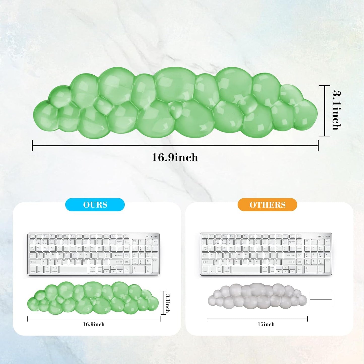 Gel Cloud Keyboard and Mouse Wrist Rest, Cute Wrist Support and Arm Support Keyboard Rest for Keyboard and Mouse Typing Pain Relief，Suitable for Office/Computer/Laptop/Gaming（White）