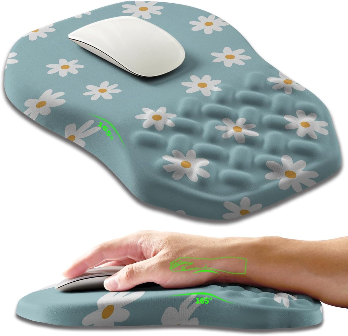Ergonomic Slope Mouse Pad Wrist Support, Wrist Rest Mousepad for Carpal Tunnel Pain Relief with Massage Bulge and Slow Rebound Memory Foam (12x8 inch, Black)