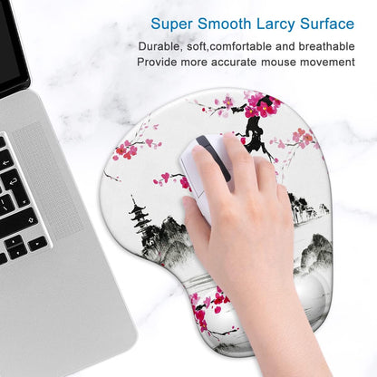 ITNRSIIET Ergonomic Mouse Pad with Gel Wrist Support Wrist Rest Smooth Surface Non-Slip PU Base Comfortable Office Supplies Pain Relief, 9.5 x 8 inches, Beach