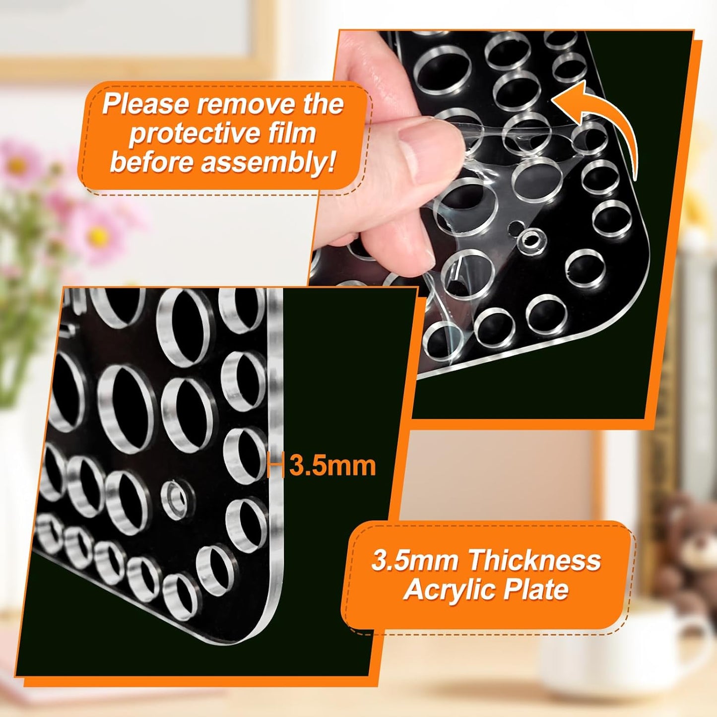 Rotating Paint Brush Holder 92 Holes and Large Compartment 360° Spinning Acrylic Paintbrush Holder Organizer Artist Brush Holder Watercolor Brush Stand Rack