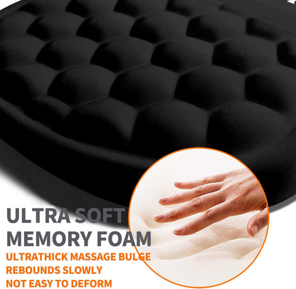 Ergonomic Joint Wrist Support Mouse Pad with Memory Foam Cushion Massage Bump, Carpal Tunnel Pain Relief Mousepad Slope Design for Wrist Rest, 11.8x7.9 in, Black
