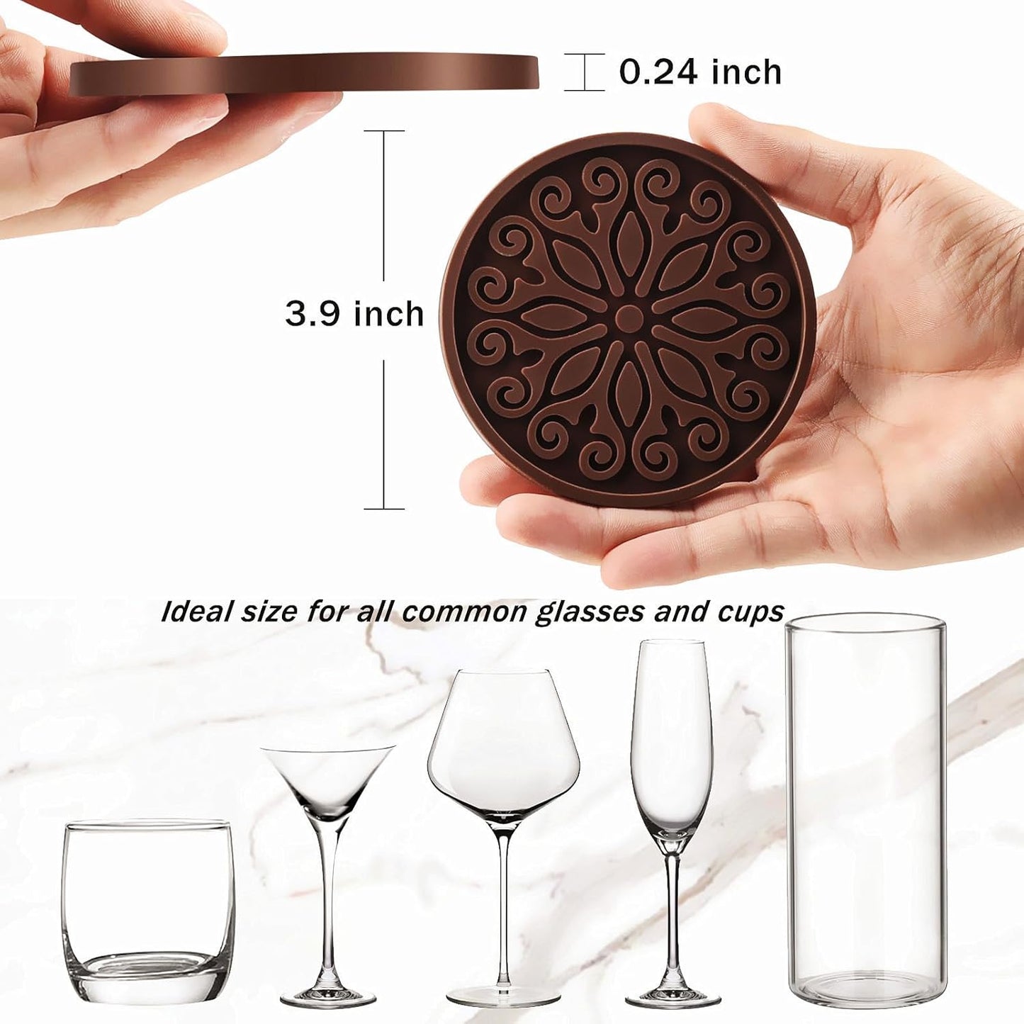 Silicone Coasters for Drinks,Resistant Reusable Drink Coasters-Great Gift for Birthday, Housewarming,Room Decor,Holiday Party (*2-Gray)