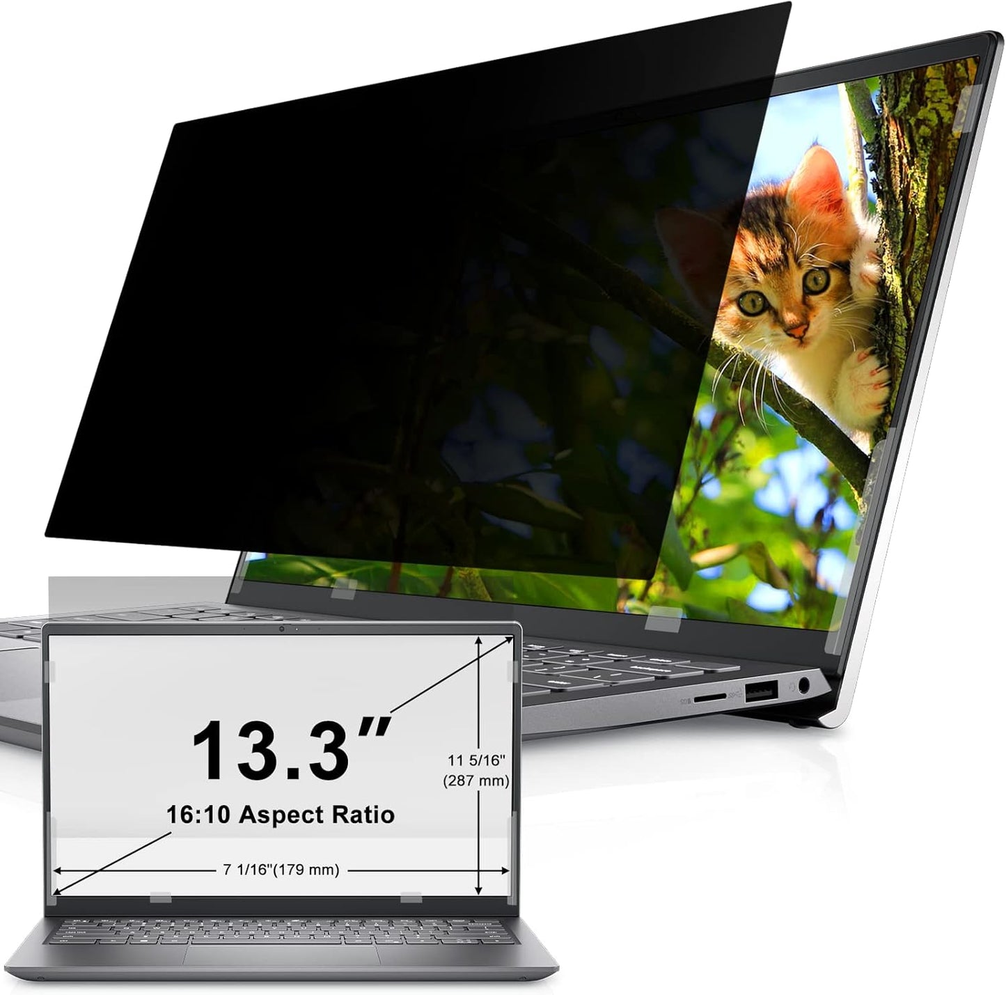 IPROKKO Laptop Privacy Screen 14 Inch 16:9 Aspect, Compatible with HP, Dell, Acer, Asus, Samsung, Lenovo Yoga & More, Removable Anti Blue Light Glare Spy Computer Monitor Filter Security Shield