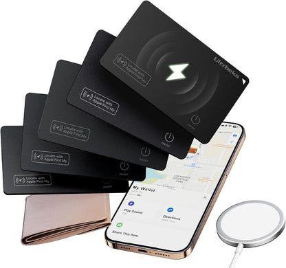 Ultrbeka Ultra-Thin Wallet Tracker Card, Rechargeable 0.094in IP68 Waterproof Bluetooth Tracker for Wallets, Passport, Work with Apple Find My, Card Locator [Apple MFi Certified] iOS Only