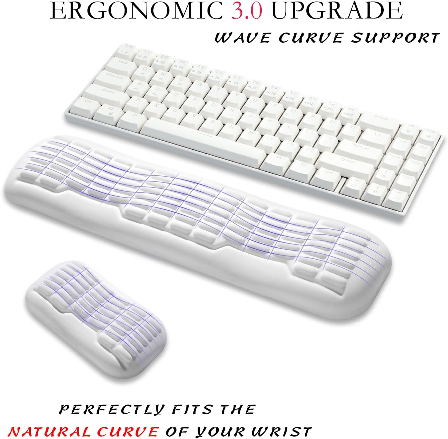 UnivoColors Ergonomic Mouse Wrist Rest,Latest 3.0 Wave Curve Design,High-Resilience Memory Foam Non-Slip Base,Reduces Wrist Fatigue,Ideal for Office Gaming & Long Hours of Use(Black)