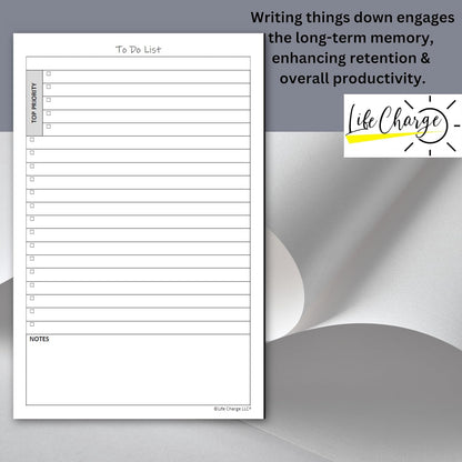 TO DO List Planner Notepad, 60 Page Planning Pad. Undated ToDo Checklist w/Priority & Note Sections. Organize & Track Projects, Clients or Daily Tasks. 8.5 X 11, A4 Tear Sheets.