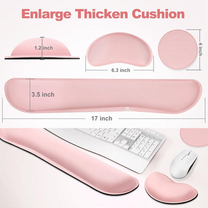 Gimars Upgrade Enlarge Silky and Superfine Fabric Gel Memory Foam Keyboard Wrist Rest Set, Ergonomic Keyboard Mouse Wrist Support for Typing Pain Relief, Comfort for Office, Gaming, Computer, Black