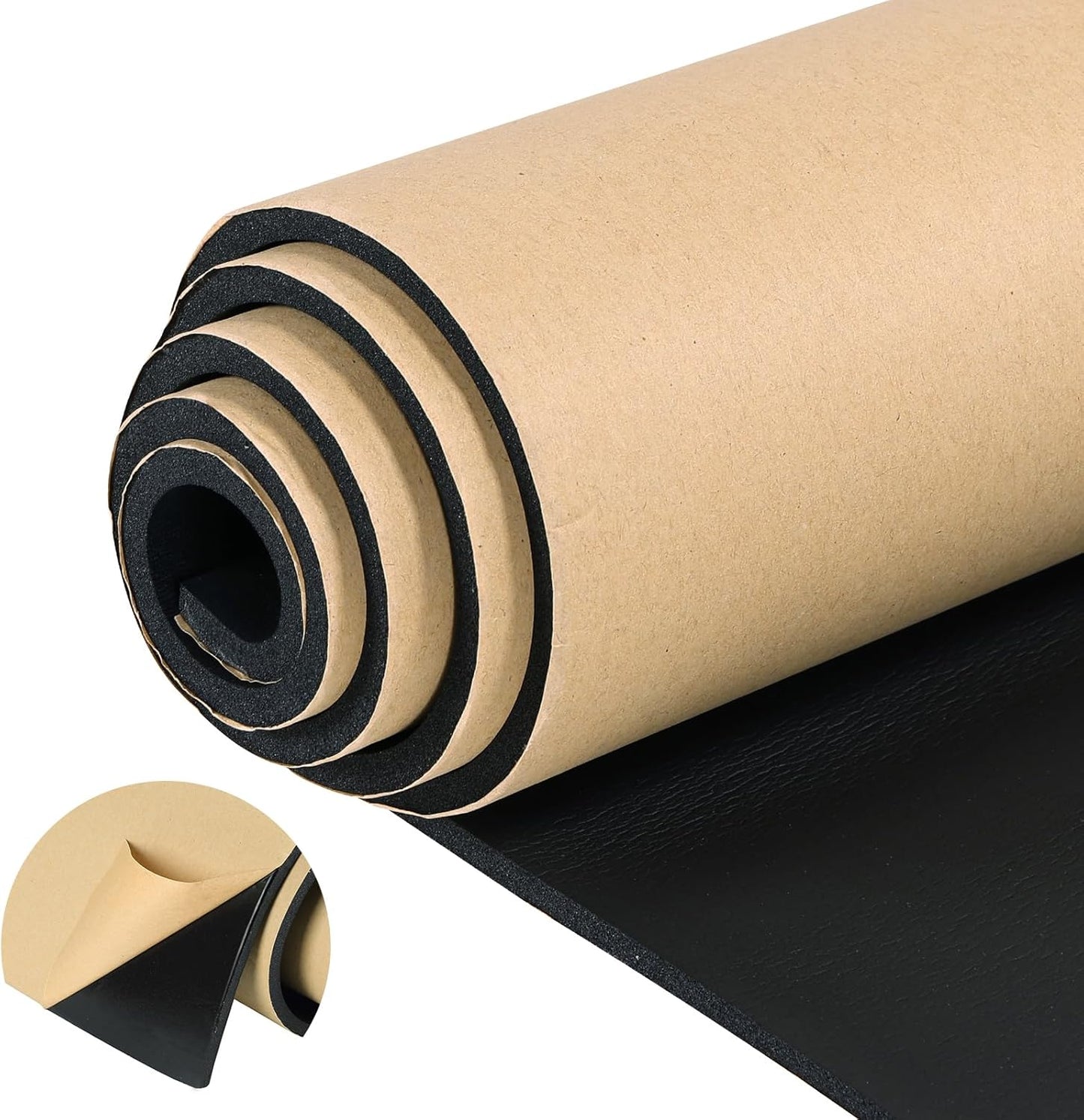 Sponge Neoprene Foam Rubber Sheet with Adhesive, 1/4" T x 12" W x 54" L, 4.5 Sqft for DIY Padding, Gaskets, Weatherproofing, Soundproofing, Vibration Dampening, Sponge Neoprene Foam Rubber Sheet