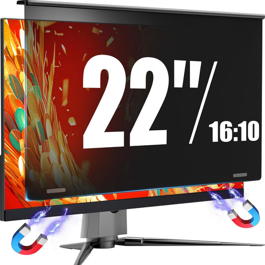 Magnetic Monitor Privacy Screen for 24 Inch Flat Computer 16:9 Aspect Ratio, 24in Removable Anti Glare Filter, Blue Light Blocking Privacy Shield Eye Comfort, Hanging Anti Spy Desktop PC Protector