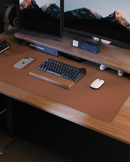 AFIING Desk Pad Protector 23.6" x 13.7" - Non-Slip Waterproof PU Leather Desk Mat for Mouse, Keyboard, Laptop, Office and Home Workspace (Beige)