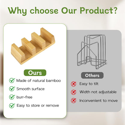 GuanQiao Cutting Board Holder Stand, Bamboo Storage Rack, Pot Lid Holder for Countertop Cabinet