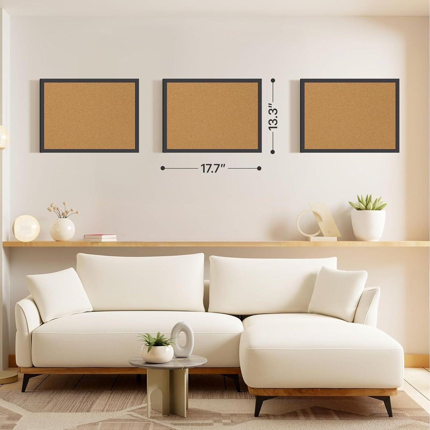 2 Pcs Cork Board, 17.7''x13.3'' Bulletin Board, Wooden Framed Corkboards for Wall, Small Cork Board, Vision Board Supplies, Prayer Board, Picture Board for Photos, Office, Home Decor, School